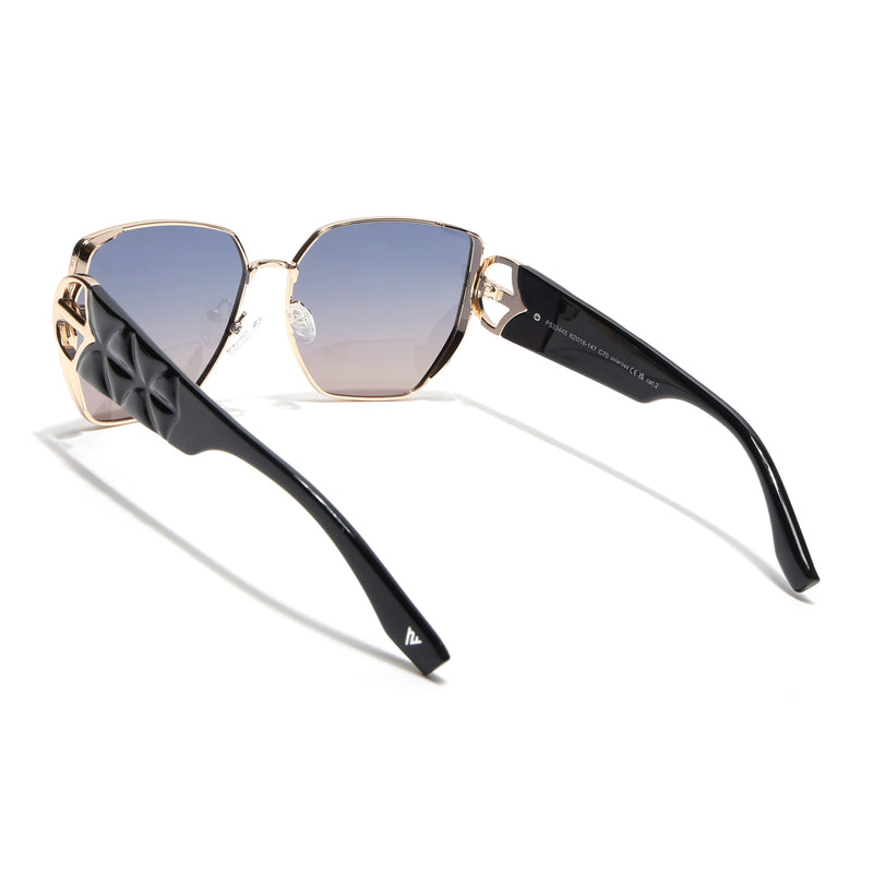 Oversize Polarized Sunglasses (Blue & Brown Lens | Golden Frame - SLPMG9106)