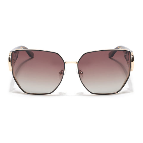 Oversize Polarized Sunglasses (Brown Lens | Golden Frame - SLPMG9107)