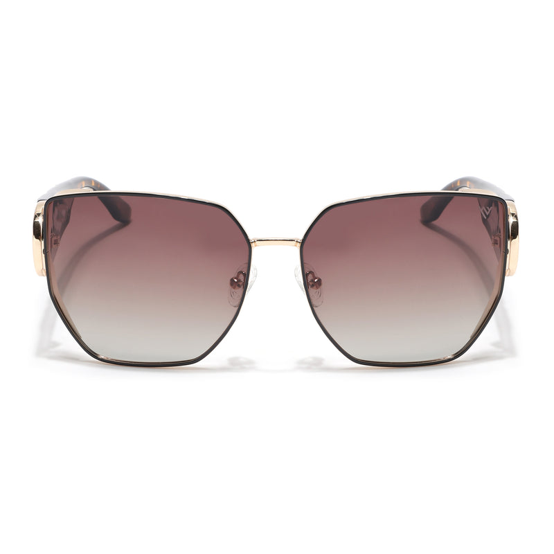 Oversize Polarized Sunglasses (Brown Lens | Golden Frame - SLPMG9107)