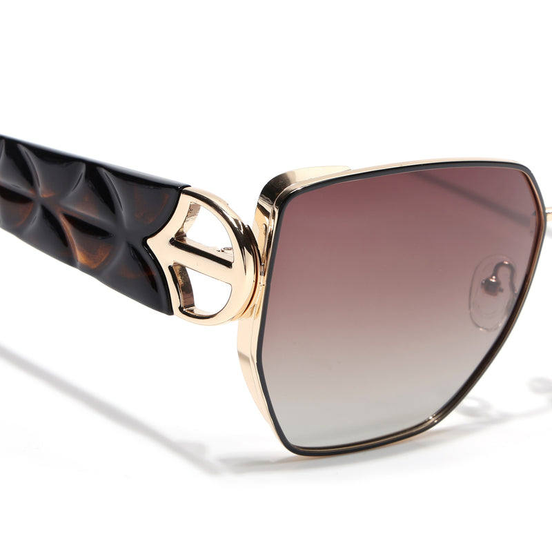 Oversize Polarized Sunglasses (Brown Lens | Golden Frame - SLPMG9107)