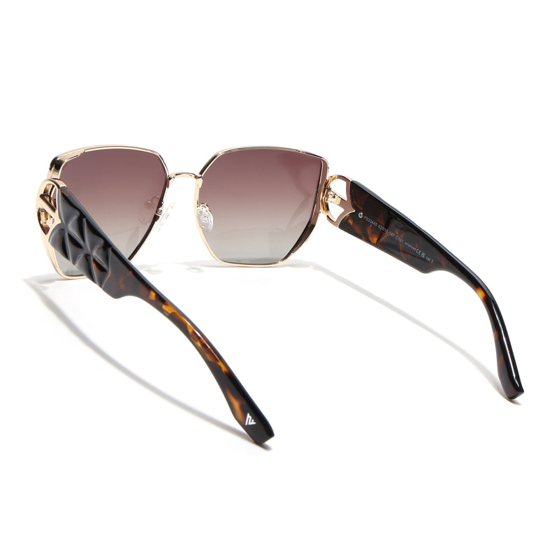 Oversize Polarized Sunglasses (Brown Lens | Golden Frame - SLPMG9107)