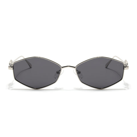 Hexagonal Polarized Sunglasses (Black Lens | Silver Frame - SLPMG9075)