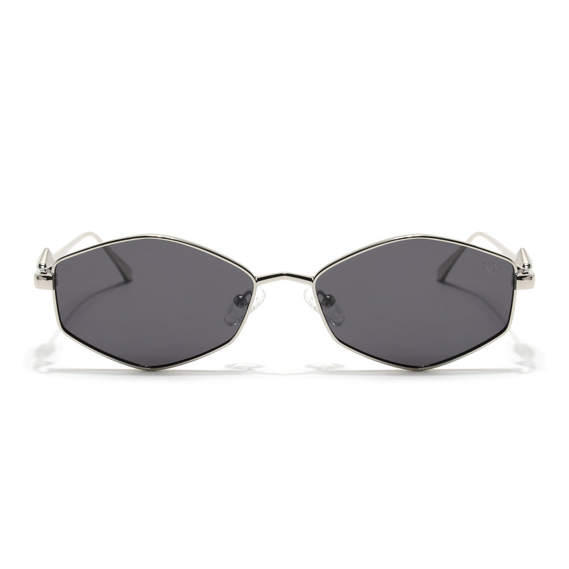Hexagonal Polarized Sunglasses (Black Lens | Silver Frame - SLPMG9075)