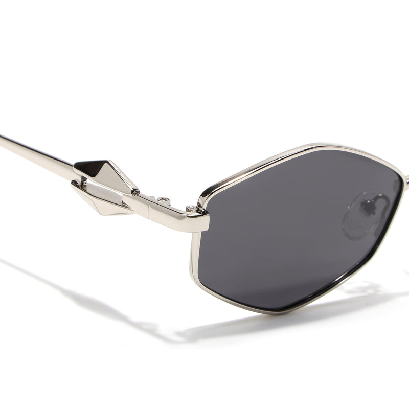 Hexagonal Polarized Sunglasses (Black Lens | Silver Frame - SLPMG9075)