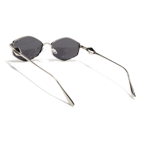 Hexagonal Polarized Sunglasses (Black Lens | Silver Frame - SLPMG9075)