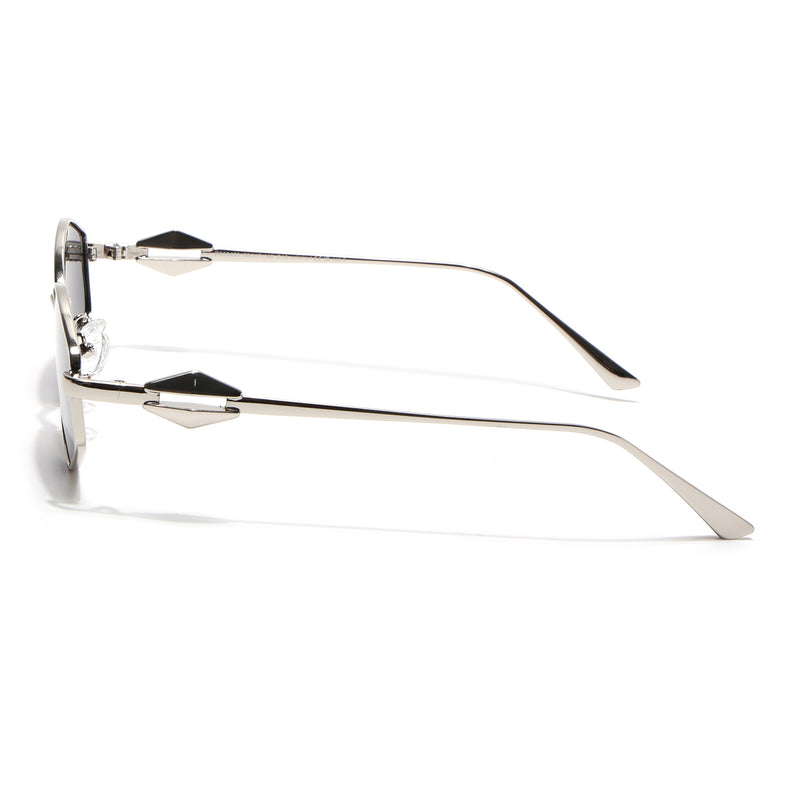 Hexagonal Polarized Sunglasses (Black Lens | Silver Frame - SLPMG9075)