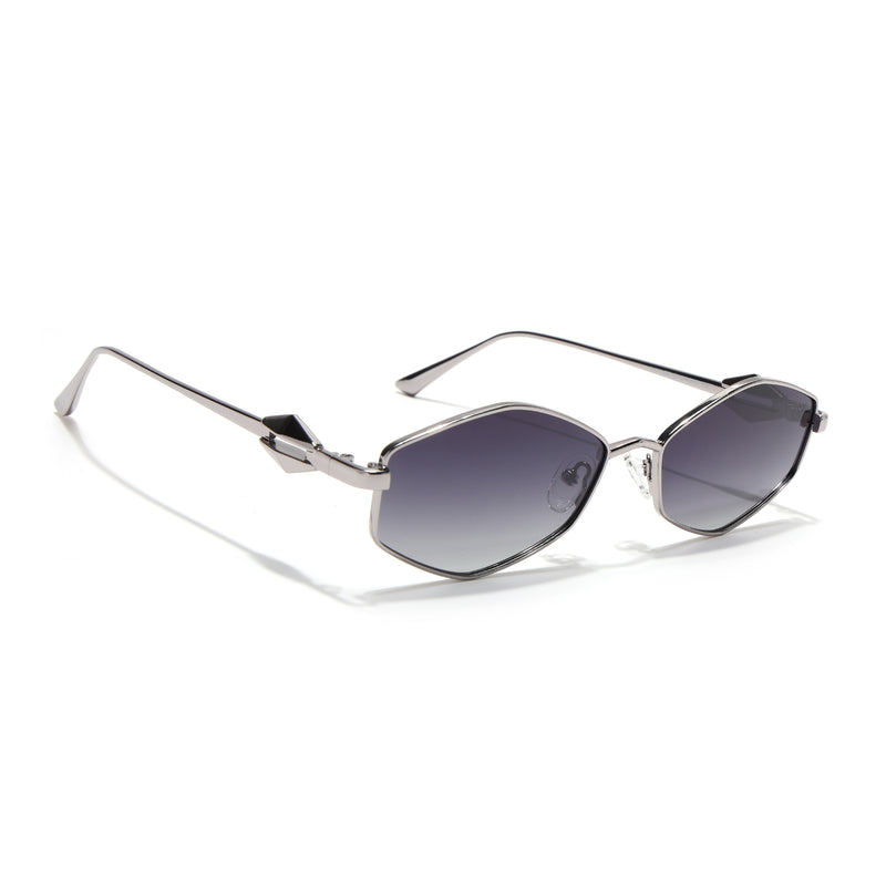 Hexagonal Polarized Sunglasses (Grey Lens | Silver Frame - SLPMG9076)
