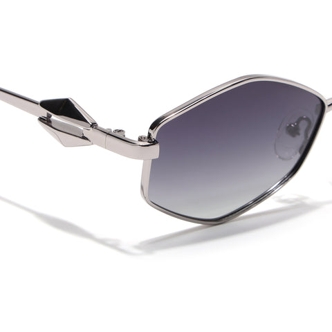 Hexagonal Polarized Sunglasses (Grey Lens | Silver Frame - SLPMG9076)