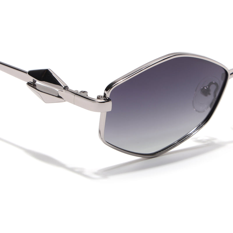 Hexagonal Polarized Sunglasses (Grey Lens | Silver Frame - SLPMG9076)
