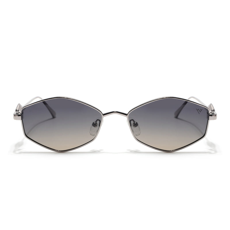 Hexagonal Polarized Sunglasses (Olive Lens | Silver Frame - SLPMG9077)