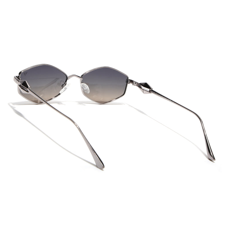 Hexagonal Polarized Sunglasses (Olive Lens | Silver Frame - SLPMG9077)
