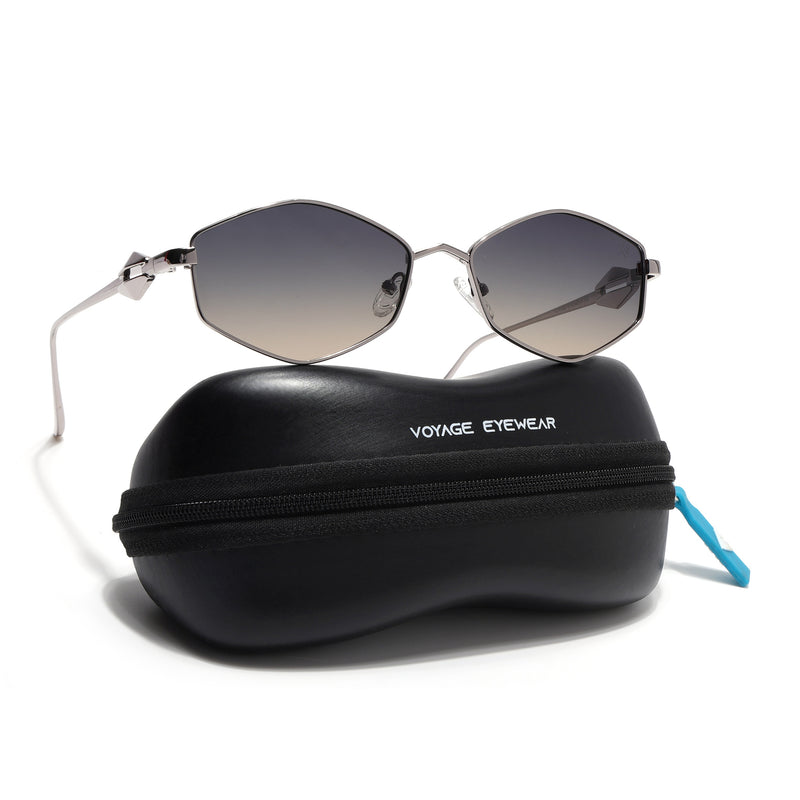 Hexagonal Polarized Sunglasses (Olive Lens | Silver Frame - SLPMG9077)