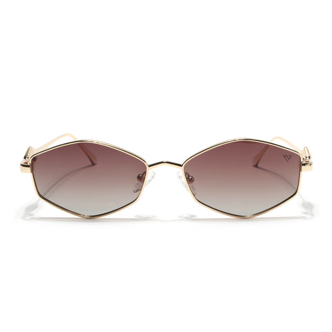 Hexagonal Polarized Sunglasses (Brown Lens | Golden Frame - SLPMG9078)