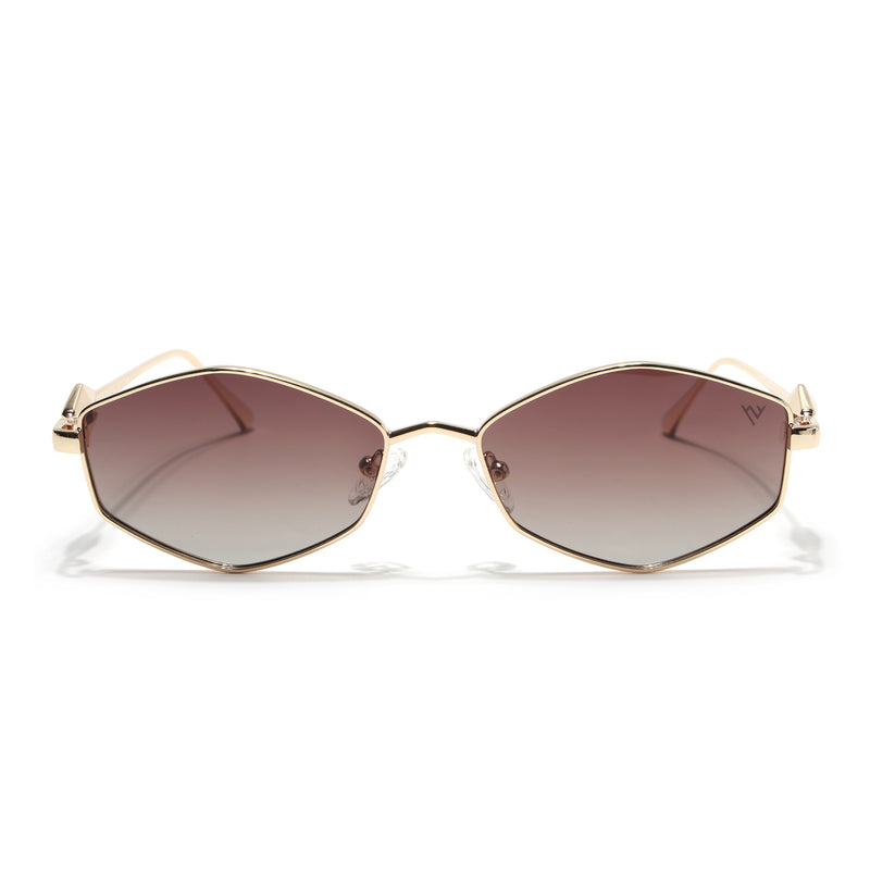 Hexagonal Polarized Sunglasses (Brown Lens | Golden Frame - SLPMG9078)