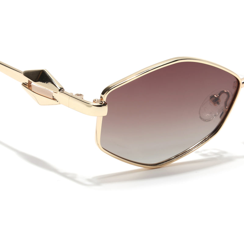 Hexagonal Polarized Sunglasses (Brown Lens | Golden Frame - SLPMG9078)