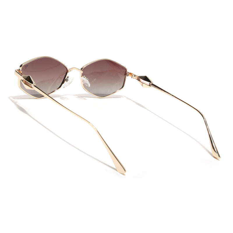 Hexagonal Polarized Sunglasses (Brown Lens | Golden Frame - SLPMG9078)