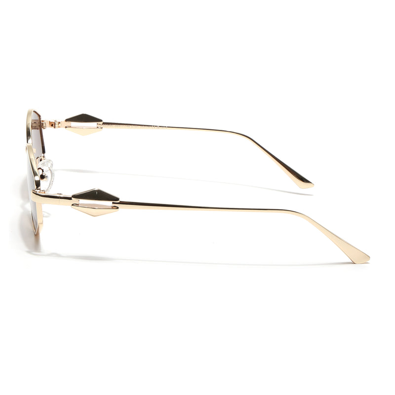 Hexagonal Polarized Sunglasses (Brown Lens | Golden Frame - SLPMG9078)