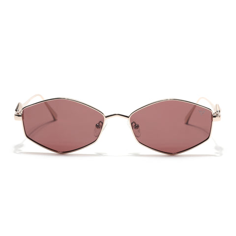 Hexagonal Polarized Sunglasses (Red Lens | Golden Frame - SLPMG9079)