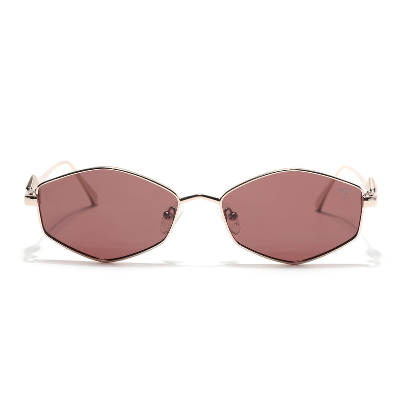 Hexagonal Polarized Sunglasses (Red Lens | Golden Frame - SLPMG9079)