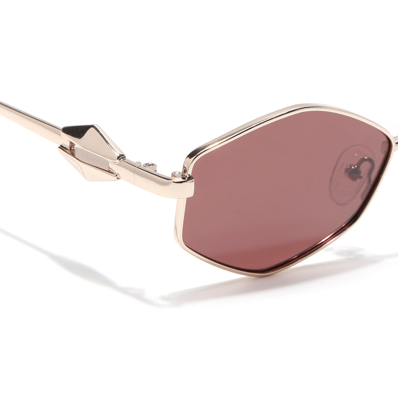 Hexagonal Polarized Sunglasses (Red Lens | Golden Frame - SLPMG9079)