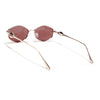 Hexagonal Polarized Sunglasses (Red Lens | Golden Frame - SLPMG9079)