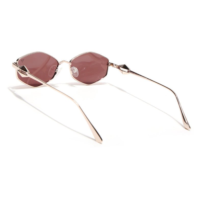 Hexagonal Polarized Sunglasses (Red Lens | Golden Frame - SLPMG9079)