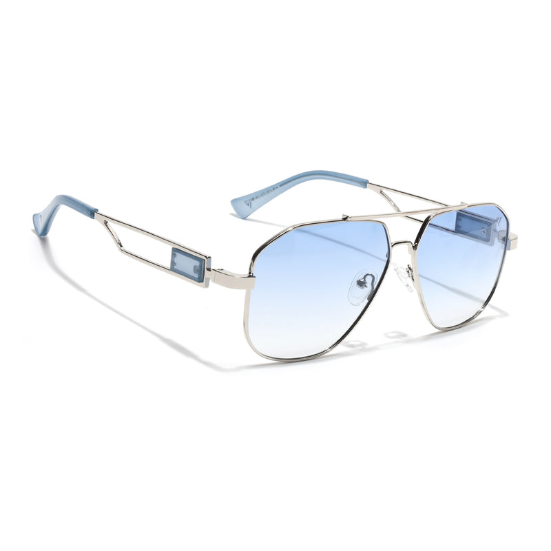Wayfarer Sunglasses (Blue Lens | Silver Frame - SLMG9020)
