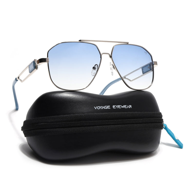 Wayfarer Sunglasses (Blue Lens | Silver Frame - SLMG9020)