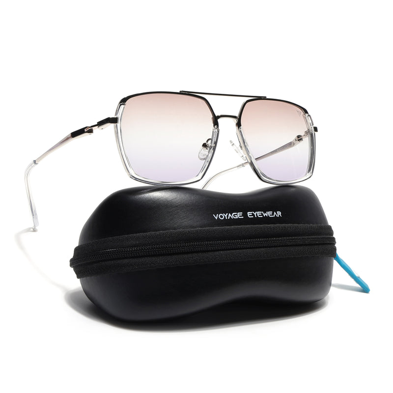 Wayfarer Polarized Sunglasses (Brown & Grey Lens | Silver Frame - SLPMG9034)