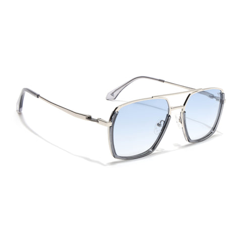 Wayfarer Polarized Sunglasses (Blue Lens | Silver Frame - SLPMG9036)