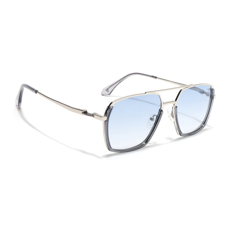 Wayfarer Polarized Sunglasses (Blue Lens | Silver Frame - SLPMG9036)