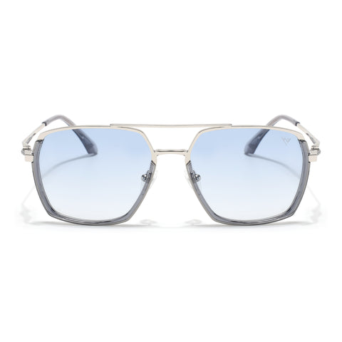 Wayfarer Polarized Sunglasses (Blue Lens | Silver Frame - SLPMG9036)