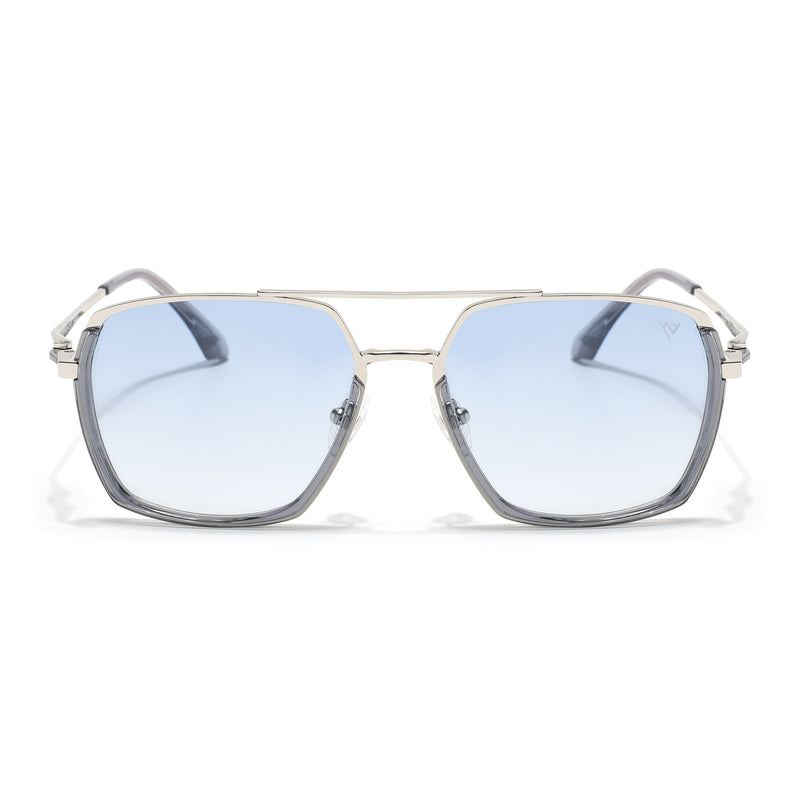 Wayfarer Polarized Sunglasses (Blue Lens | Silver Frame - SLPMG9036)