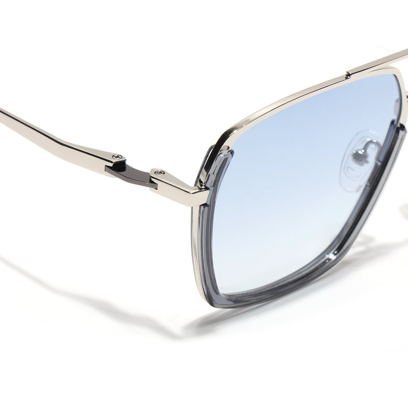 Wayfarer Polarized Sunglasses (Blue Lens | Silver Frame - SLPMG9036)