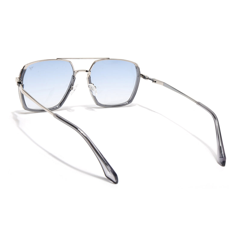 Wayfarer Polarized Sunglasses (Blue Lens | Silver Frame - SLPMG9036)