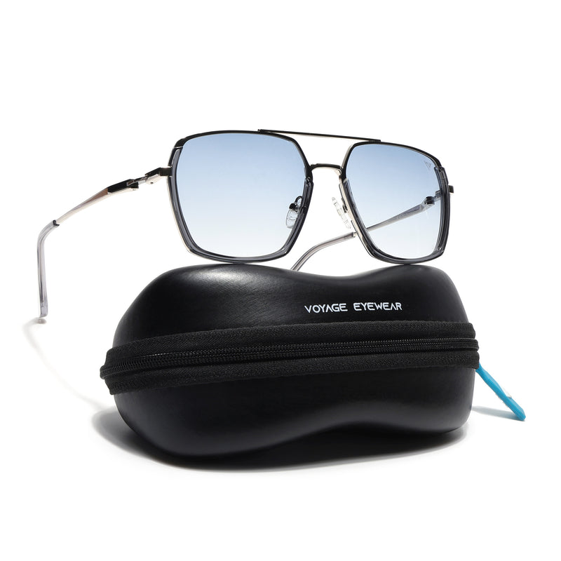 Wayfarer Polarized Sunglasses (Blue Lens | Silver Frame - SLPMG9036)