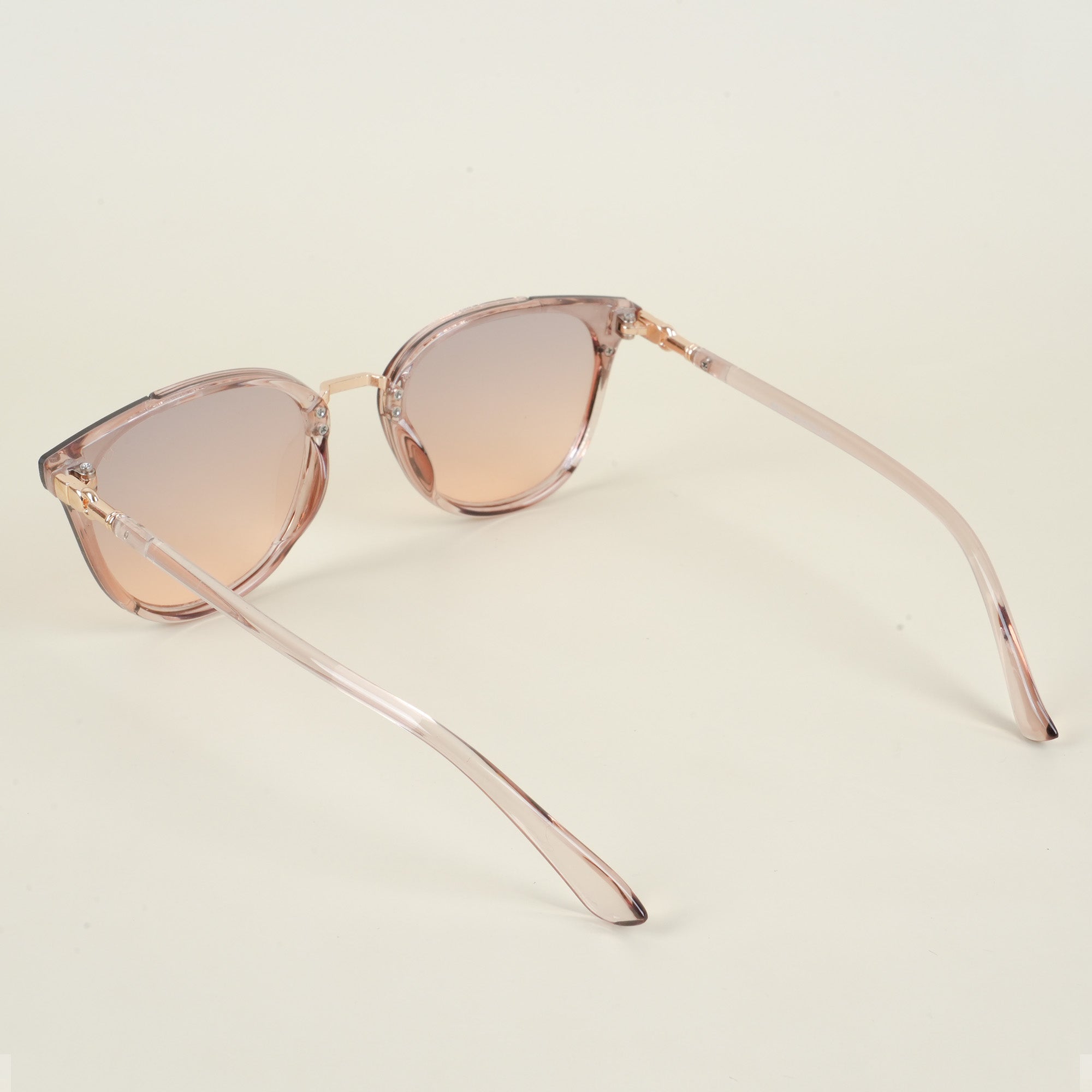 Voyage Cateye Sunglasses for Women (Pink & Grey Lens | Light Pink & Golden Frame - MG3174)