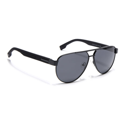 Aviator Polarized Sunglasses for Men & Women (Black Lens | Black Frame - SLPMG7224)