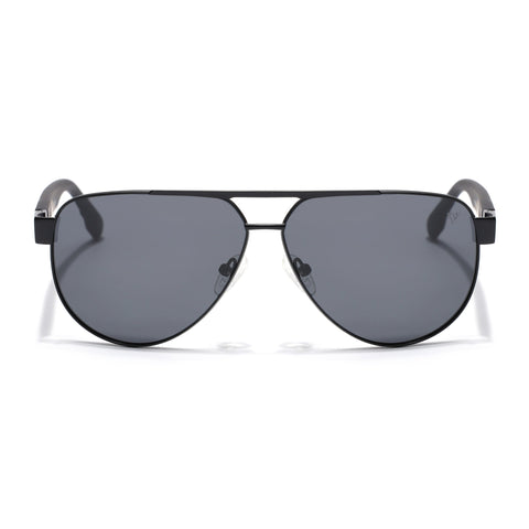 Aviator Polarized Sunglasses for Men & Women (Black Lens | Black Frame - SLPMG7224)