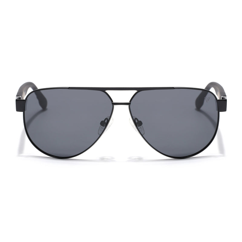 Aviator Polarized Sunglasses for Men & Women (Black Lens | Black Frame - SLPMG7224)