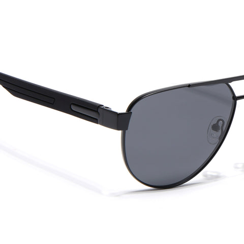 Aviator Polarized Sunglasses for Men & Women (Black Lens | Black Frame - SLPMG7224)