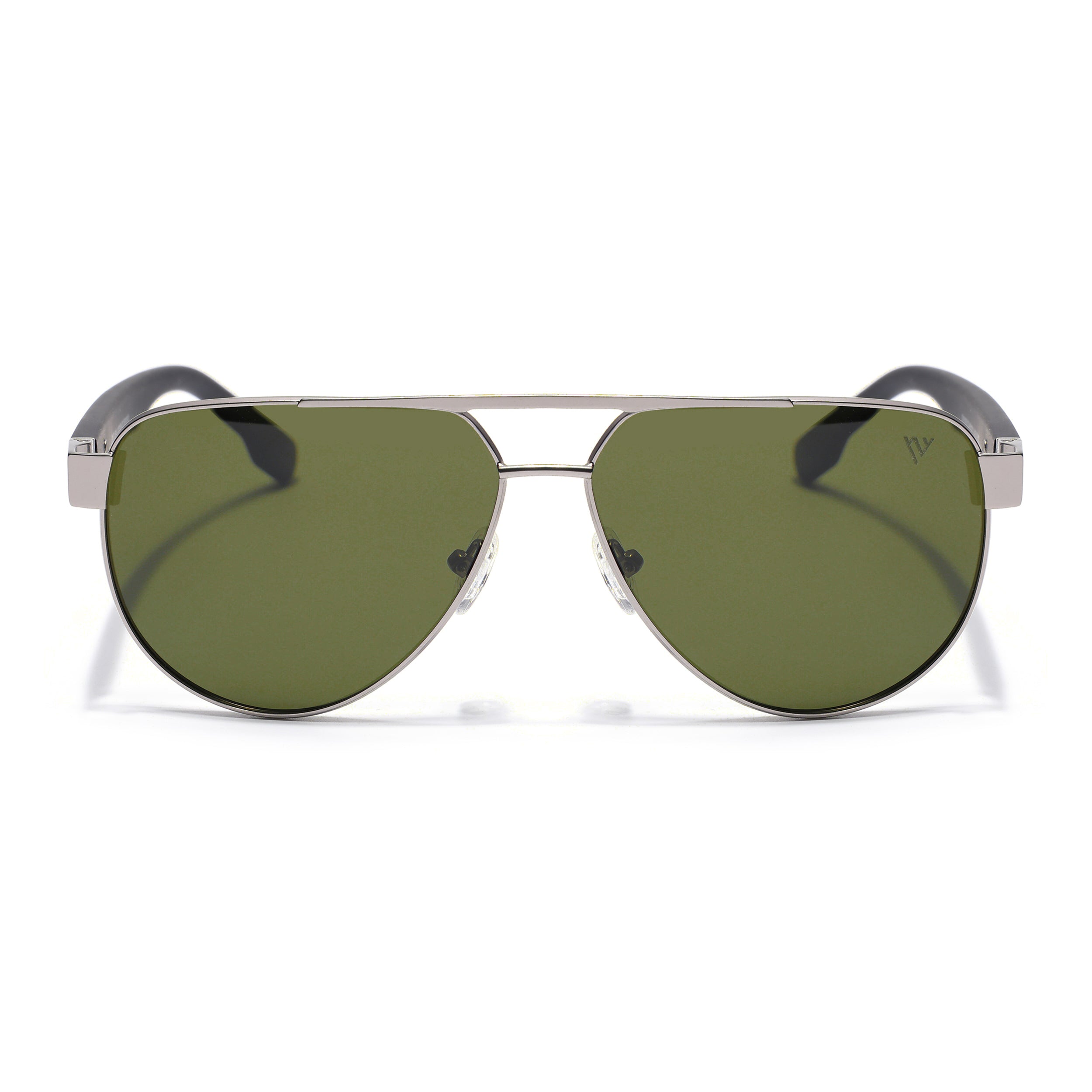 Aviator Polarized Sunglasses for Men & Women (Green Lens | Silver Frame - SLPMG7225)