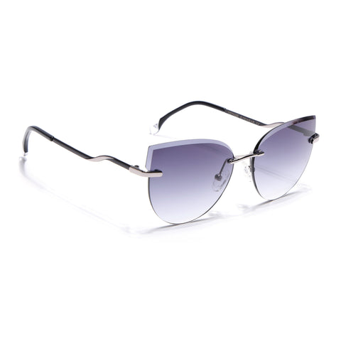 Cateye Sunglasses for Women (Grey & Clear Lens | Silver Frame - SLMG7220)