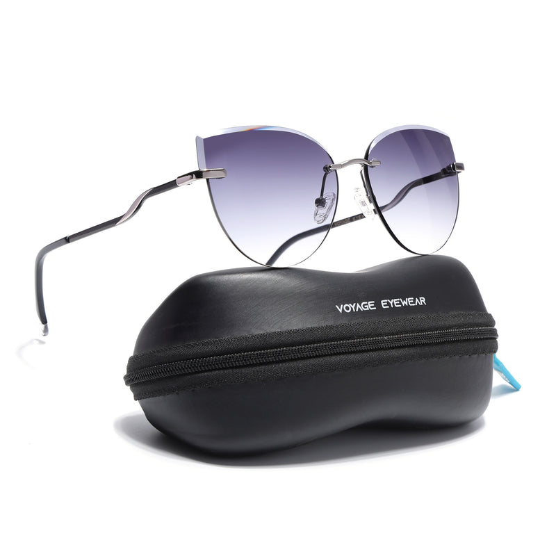 Cateye Sunglasses for Women (Grey & Clear Lens | Silver Frame - SLMG7220)