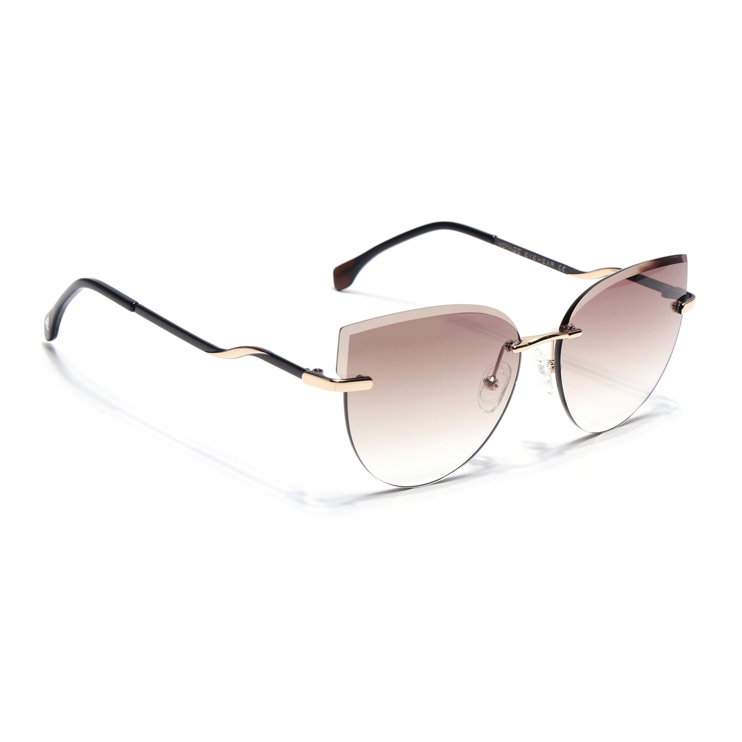Cateye Sunglasses for Women (Brown & Clear Lens | Golden Frame - SLMG7222)