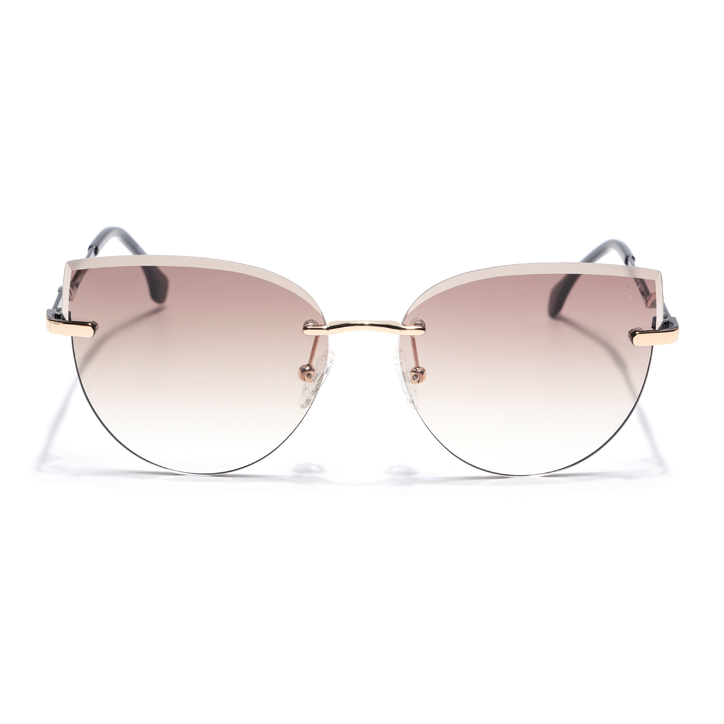 Cateye Sunglasses for Women (Brown & Clear Lens | Golden Frame - SLMG7222)
