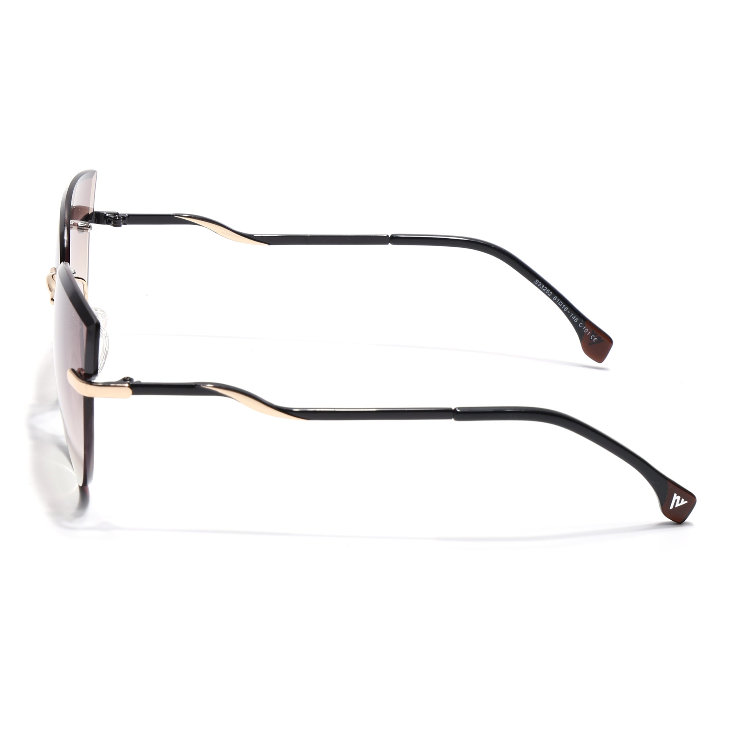 Cateye Sunglasses for Women (Brown & Clear Lens | Golden Frame - SLMG7222)