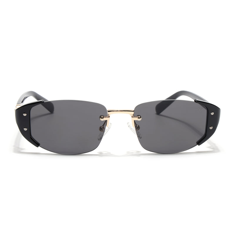 Rimless Sunglasses (Black Lens | Golden & Black Frame - SLMG9024)