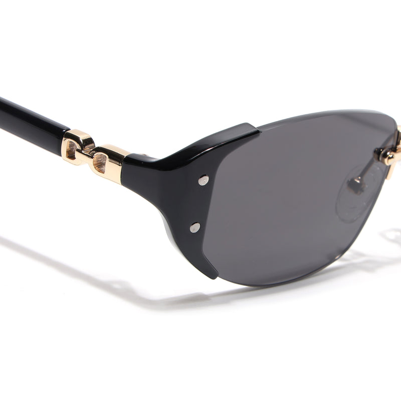 Rimless Sunglasses (Black Lens | Golden & Black Frame - SLMG9024)