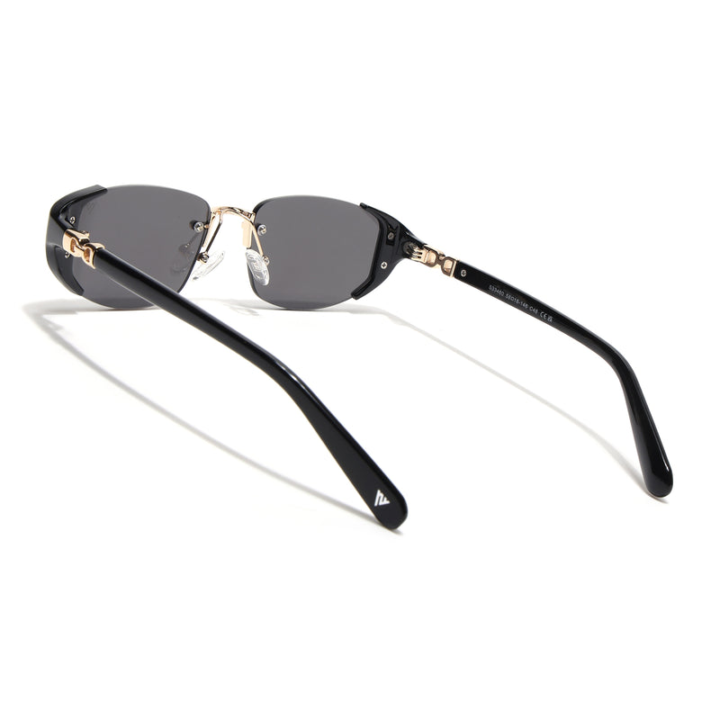 Rimless Sunglasses (Black Lens | Golden & Black Frame - SLMG9024)